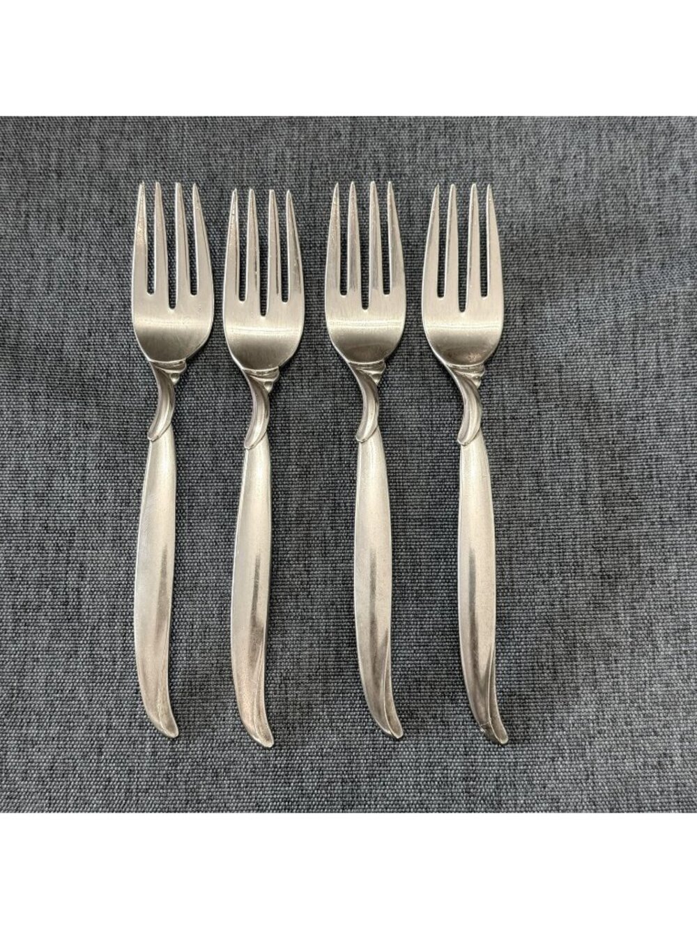 4 International Silver 1847 Rogers Bros FLAIR Silverplate Salad Forks 1956